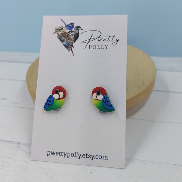 Baby Rosella Stud Earrings | Bird Stud Earrings | Native Birds | Bird Lovers | Pwetty Polly | Handmade Polymer Clay Earrings