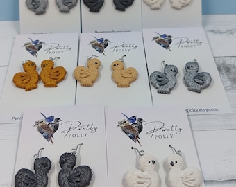 Silkie Chicken Earrings  | Chooks | Handmade Polymer Clay | Chicken Jewellery | Australian Made  | Pwetty Polly