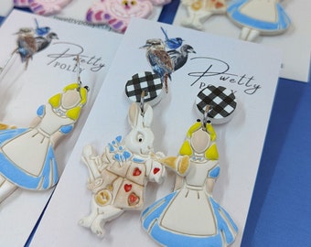 Girl and Rabbit Earrings | Book Character Polymer Clay Earrings | Book Week | Handmade | Pwetty Polly | Australian Made