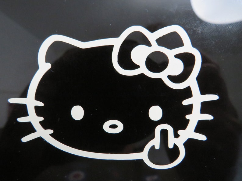 Hello Kitty Decal Sanrio Custom Middle Finger | Etsy