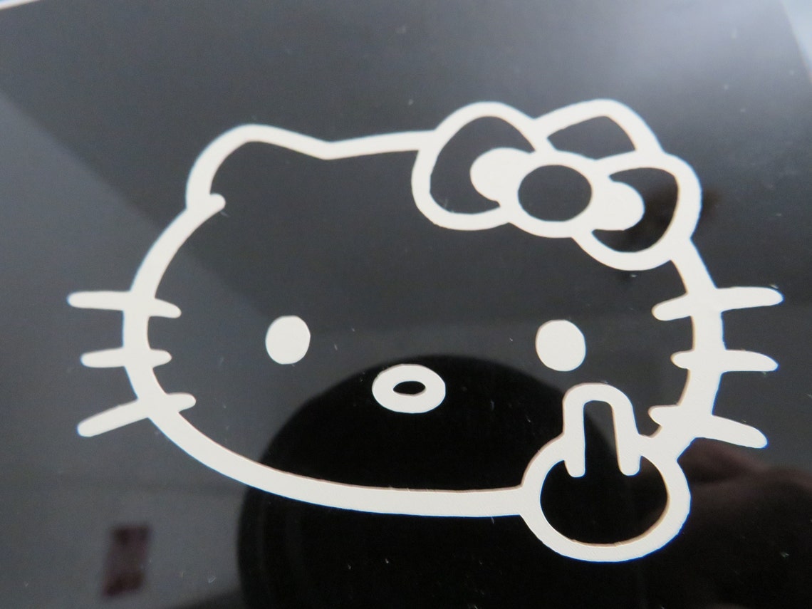 Hello Kitty Decal Sanrio Custom Middle Finger | Etsy