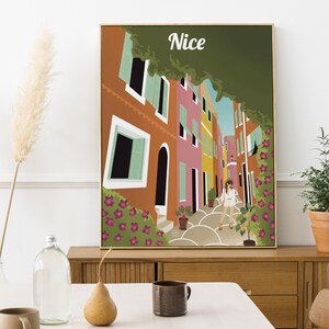 Schönes Frankreich-Plakat, Côte d'Azur, Formate A4 oder 30x40 cm, schöner Druck, Frankreich-Reiseplakat, Vintage-Plakatillustration, Reiseplakat