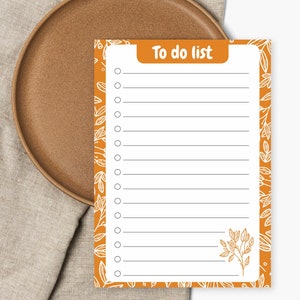 To do list, Blocs-notes A6, liste, Organisation, productivité, Boho, Fleurs, Bohème, Marron image 2