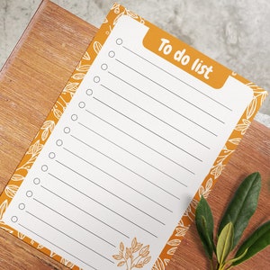 To do list, Blocs-notes A6, liste, Organisation, productivité, Boho, Fleurs, Bohème, Marron image 1