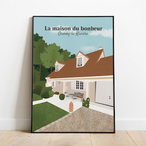 Poster personalizzato della tua casa o del tuo luogo preferito: illustrazione personalizzata, arte murale, regalo simbolico