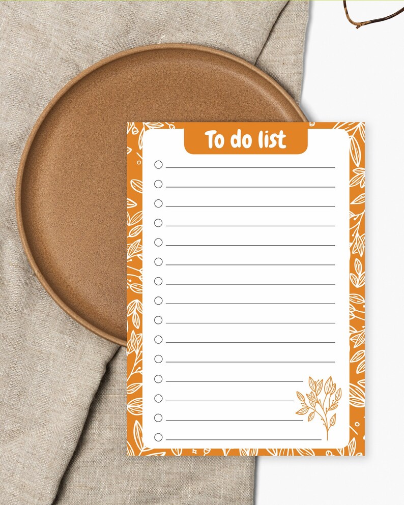 To do list, Blocs-notes A6, liste, Organisation, productivité, Boho, Fleurs, Bohème, Marron image 2