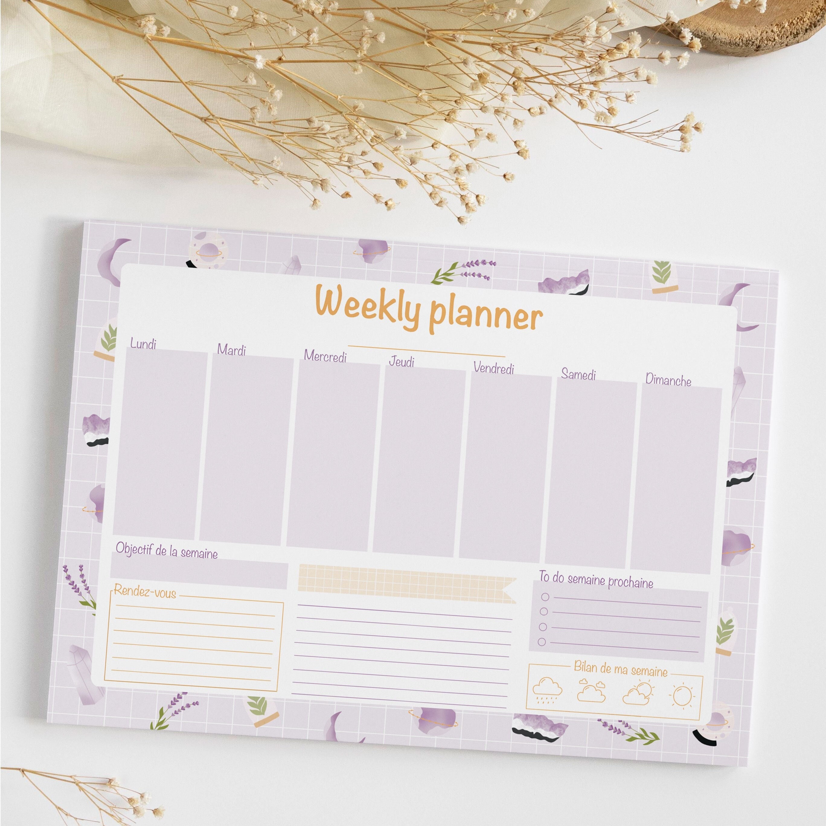 Mon planner hebdomadaire de femme organisée : Planificateur hebdomadaire  perpétuel: Weekly planner | Organisateur de la semaine | Agenda semainier