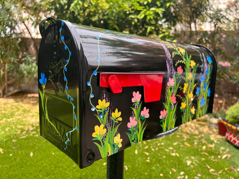 Jumbo Mailbox Custom Hand Painted, Handmade, Black Steel Metal Extra