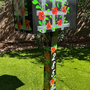 Painted Mailbox Post For Post Mount Mailbox, Custom Design, Coordinate with Mailbox, Aluminum Mailbox Post, Compatibility Code A, B, C, D,