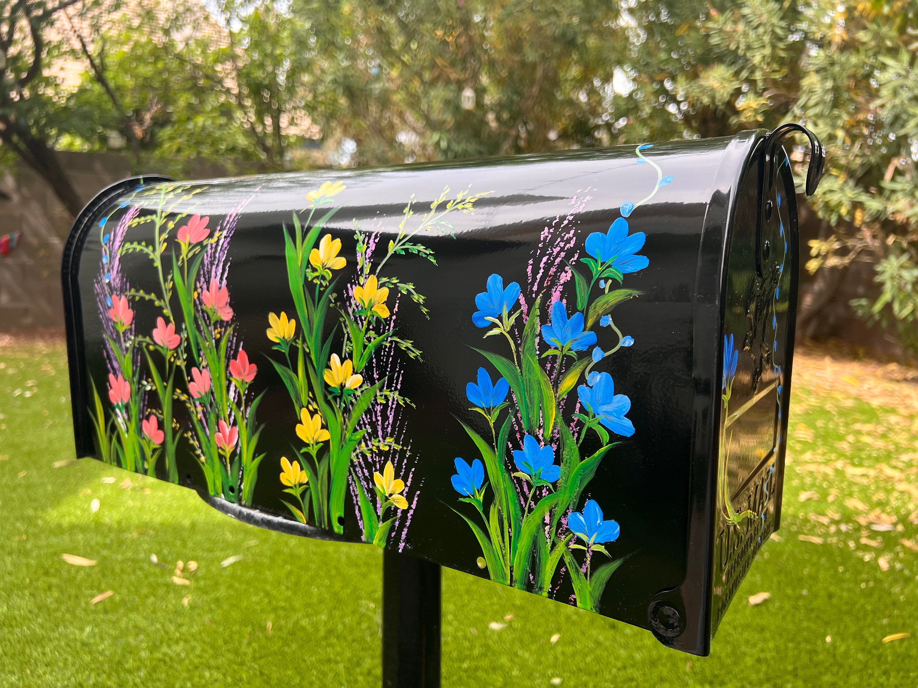 Jumbo Mailbox Custom Hand Painted, Handmade, Black Steel Metal Extra