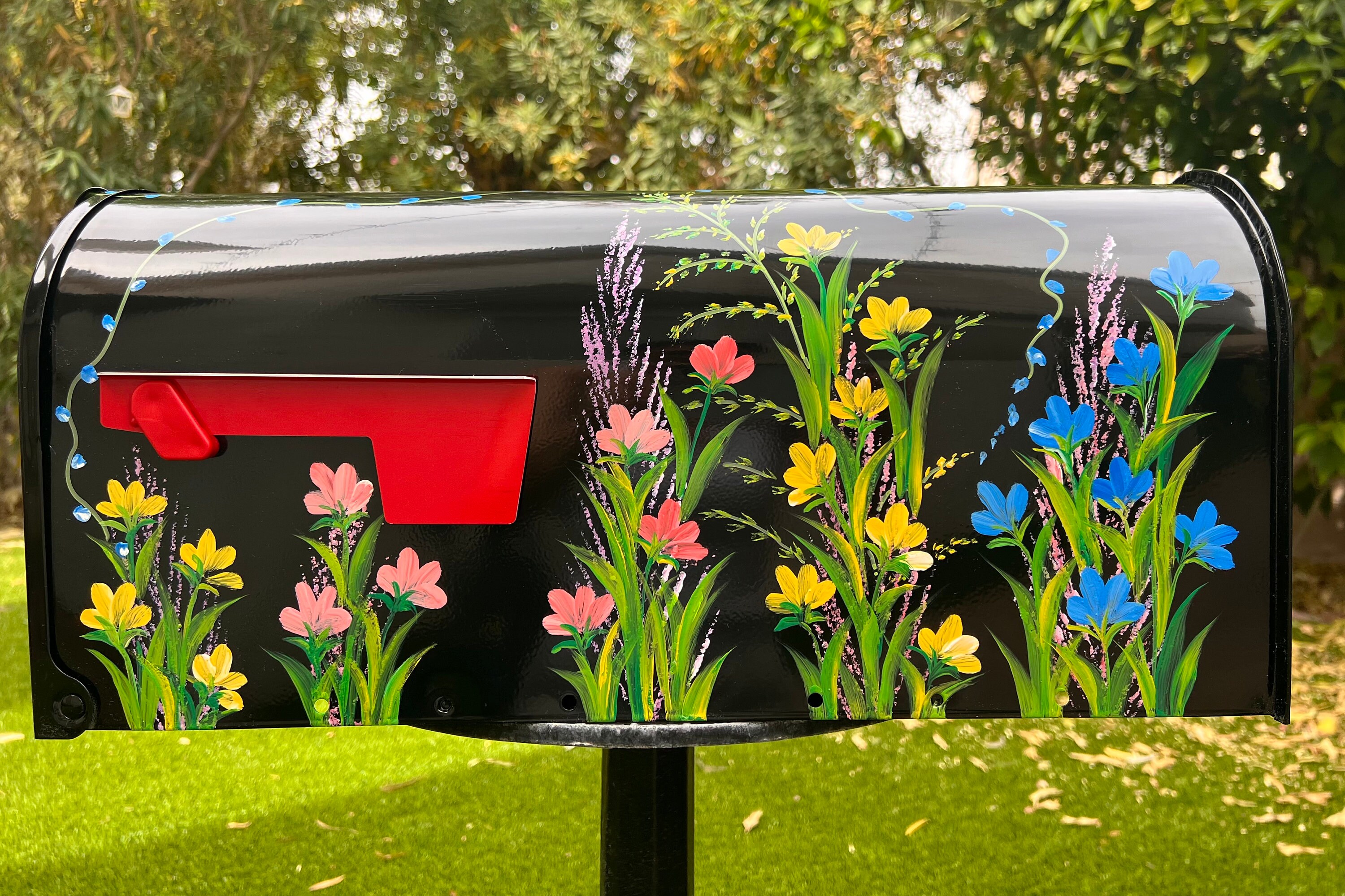 Jumbo Mailbox Custom Hand Painted, Handmade, Black Steel Metal Extra