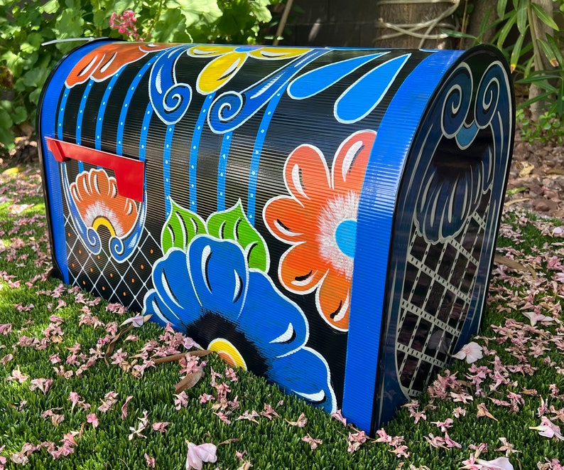 Jumbo Mailbox, Custom Hand Painted, Handmade, Black Steel Metal, Extra ...