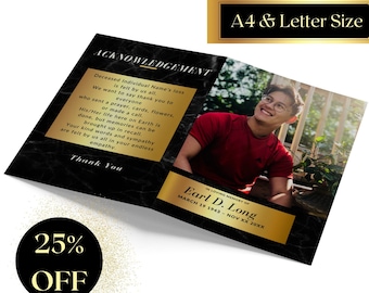 Gold Funeral Program Template, 8 page funeral program funeral template obituary template, obituary program funeral card Funeral Announcement