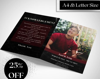 Funeral Program Template, 8 page funeral program funeral template obituary template, obituary program funeral card Funeral Announcement