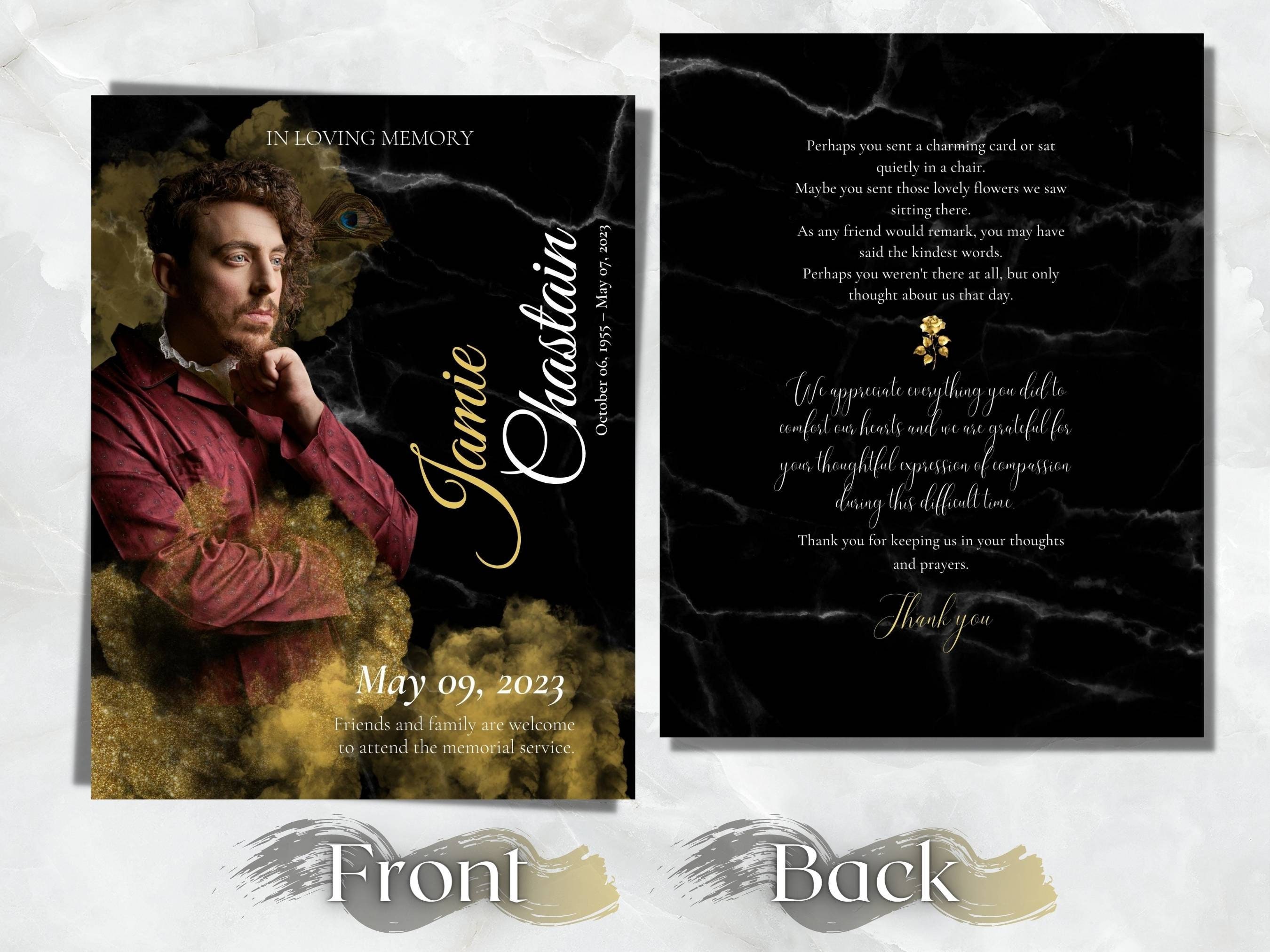 Gold Funeral Program Template, 8 Page Funeral Program Funeral Template