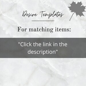 K&ouml;nnte beinhalten: Text auf einem wei&szlig;en Marmorhintergrund mit einem grauen Ahornblatt in der oberen rechten Ecke. Der Text lautet "Desire Templates" mit einer Linie darunter und "F&uuml;r passende Artikel: "Klicken Sie auf den Link in der Beschreibung""