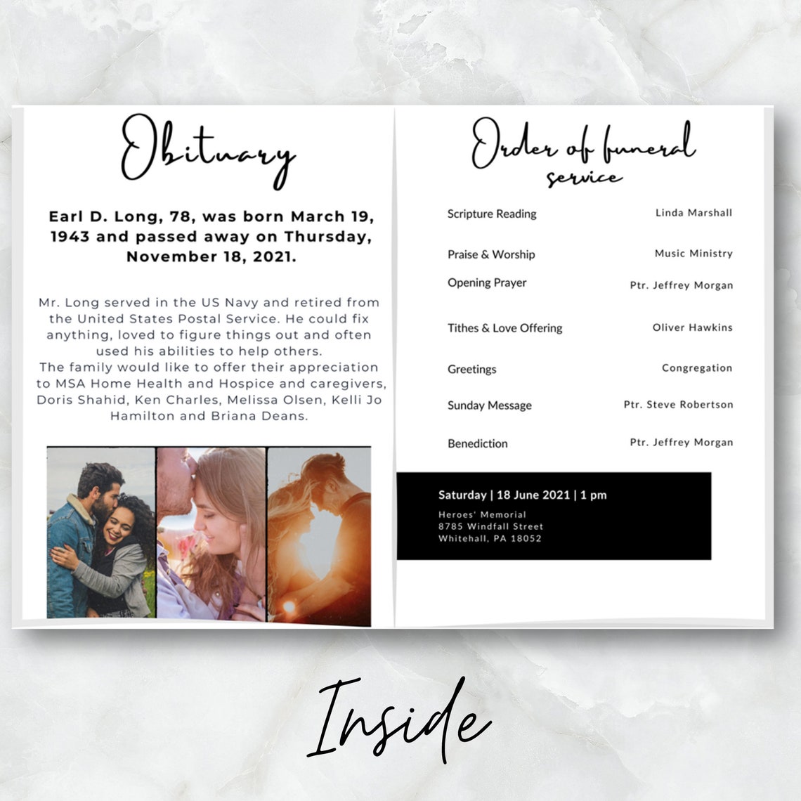 Black N White Funeral Program Template, Funeral Program, Funeral ...