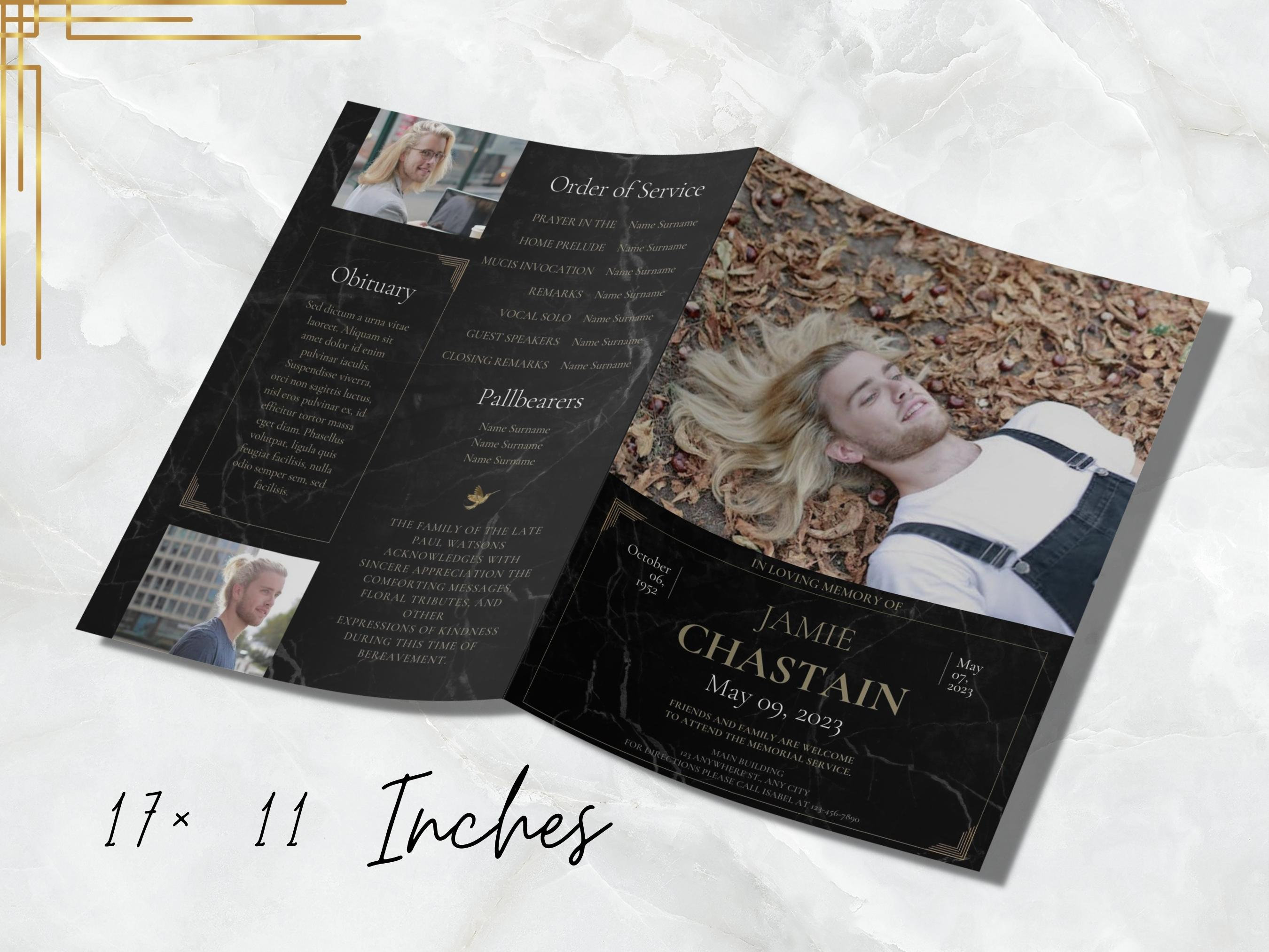 Death Program 2 Page Funeral Program Template, 8.5x11 Obituary Template Canva ...