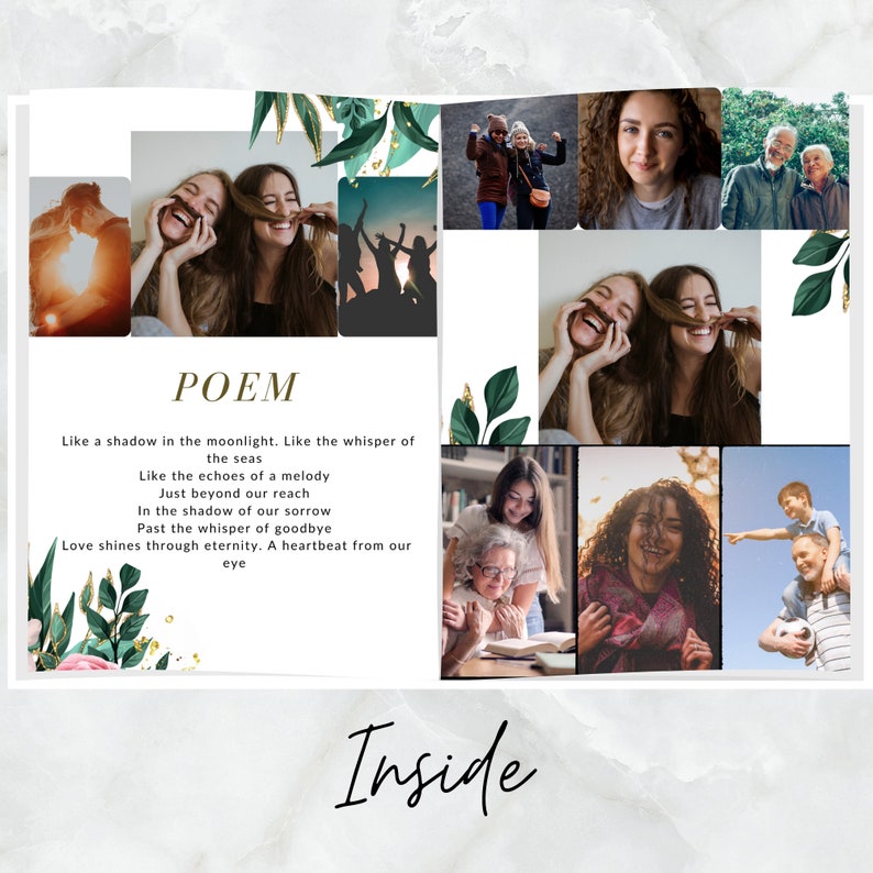 Green Leave Funeral Program Template 8 Page Funeral Program Etsy