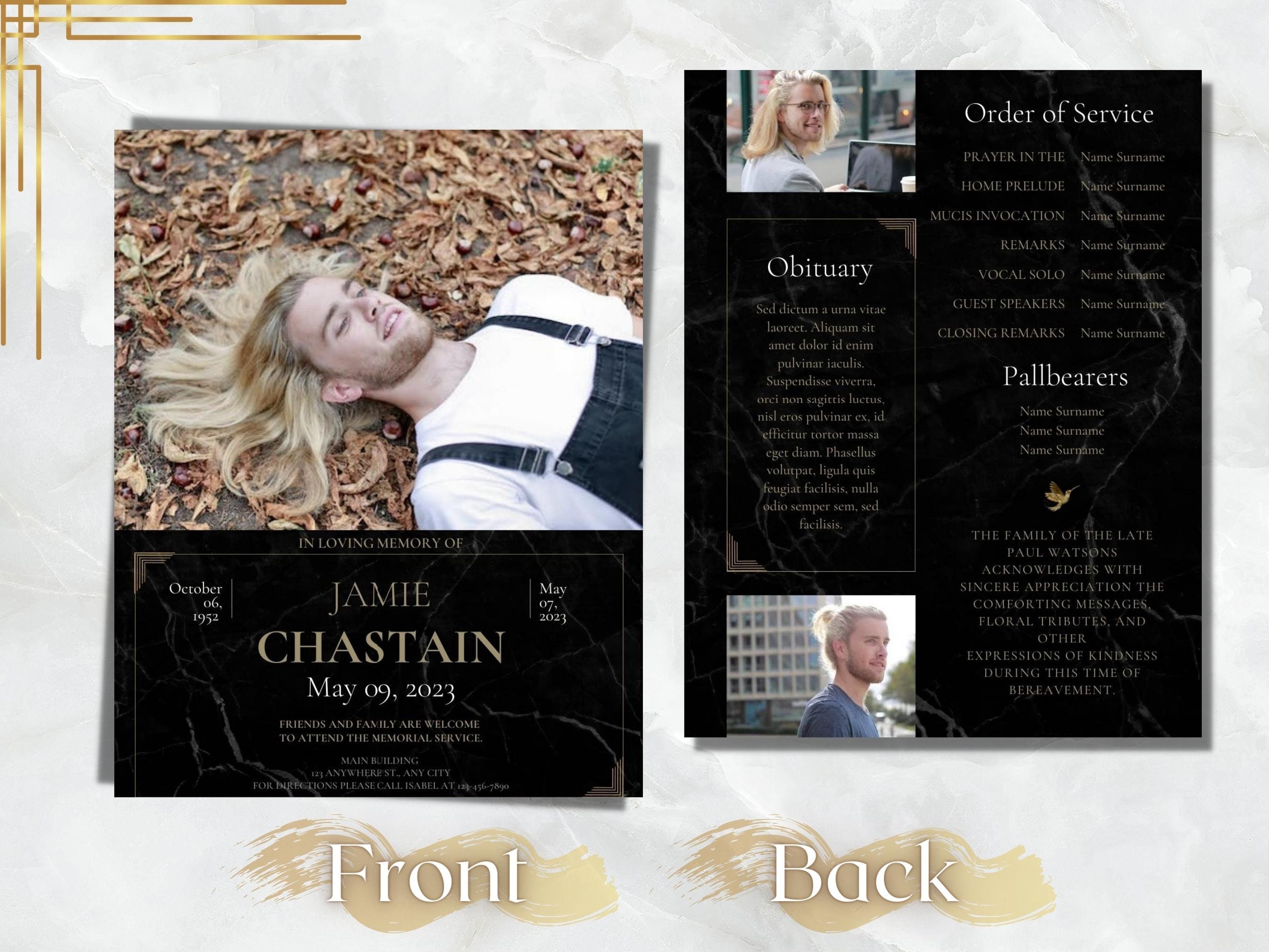2 Page Funeral Program Template, 8.5x11 Obituary Template Canva ...