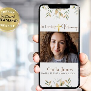 Digital Funeral Invitation Digital Funeral Invite, Electronic Funeral Announcement, Electronic Funeral Invitation Gold Black Digital Funeral