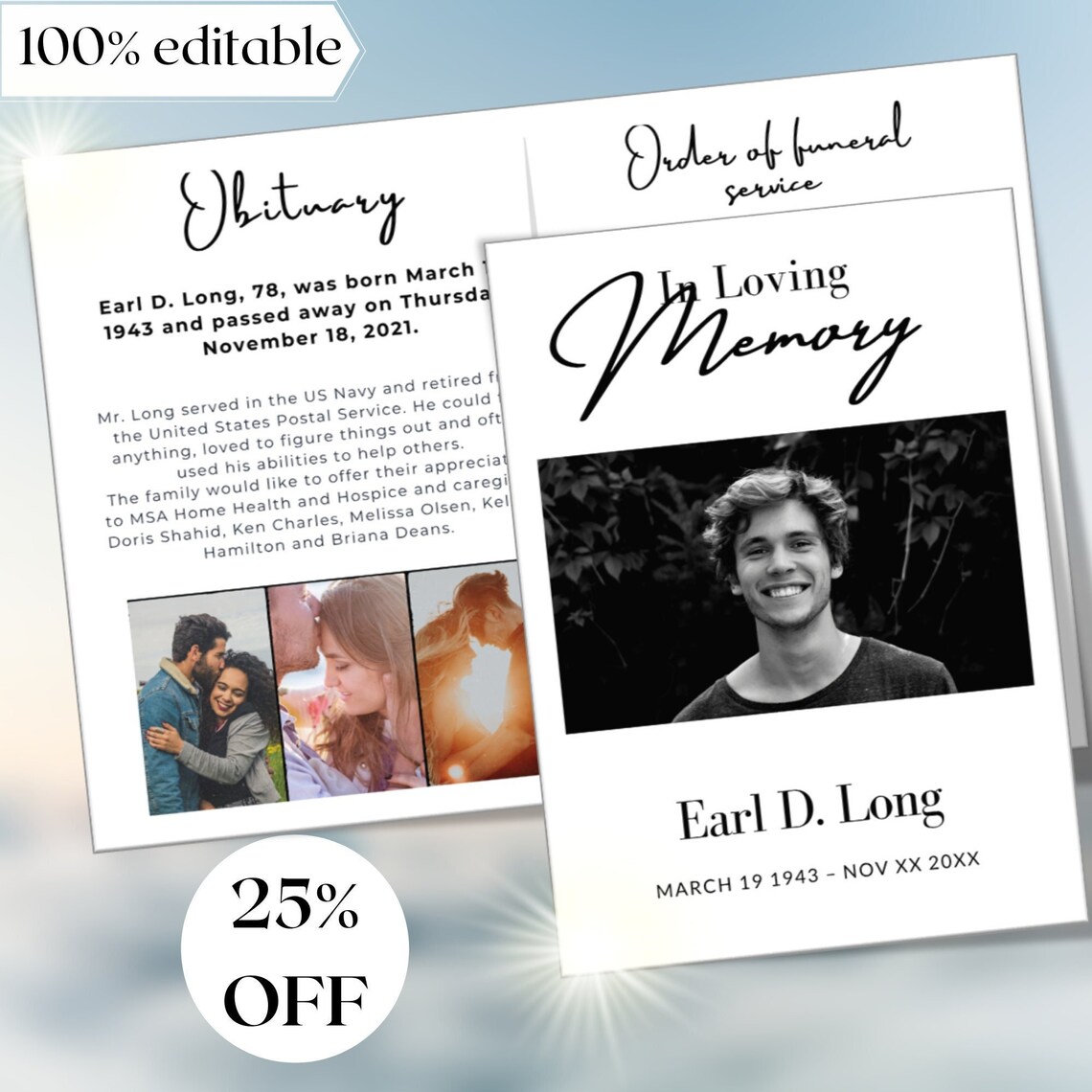 Black N White Funeral Program Template, Funeral Program, Funeral ...
