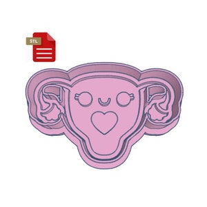 Kawaii Anatomical Uterus Cookie Cutter With Stamp STL FILE 2-Pc File Stamp and Cutterbubble Soap Stamp