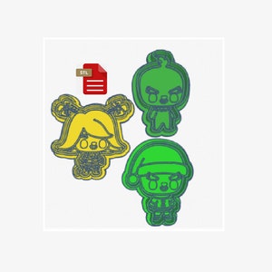Mean Green Guy Set of 3 Cookie Cutter With Stamp STL FILE 2-Pc File Stamp and Cutterbubble Soap Stamp