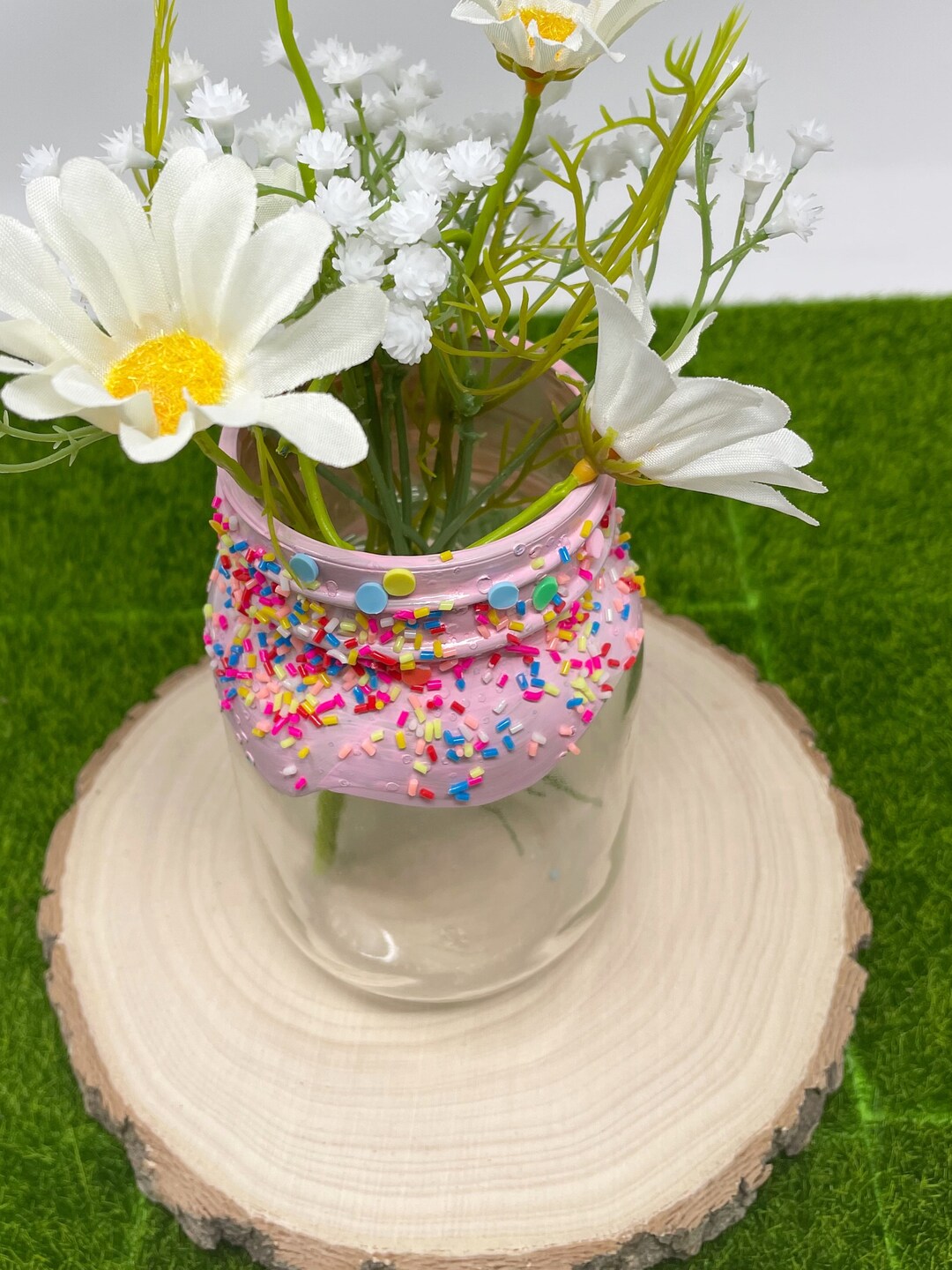 Donut Mason Jar Donut Party Centerpieces Fake Sprinkles Etsy