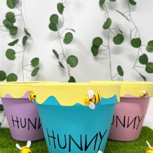 Winnie the Pooh Terra Cotta Hunny Pots Centerpieces Party Favors for Birthdays , Baby Shower Hunny Pots , Painted Hunny Pot Table Centerpiec