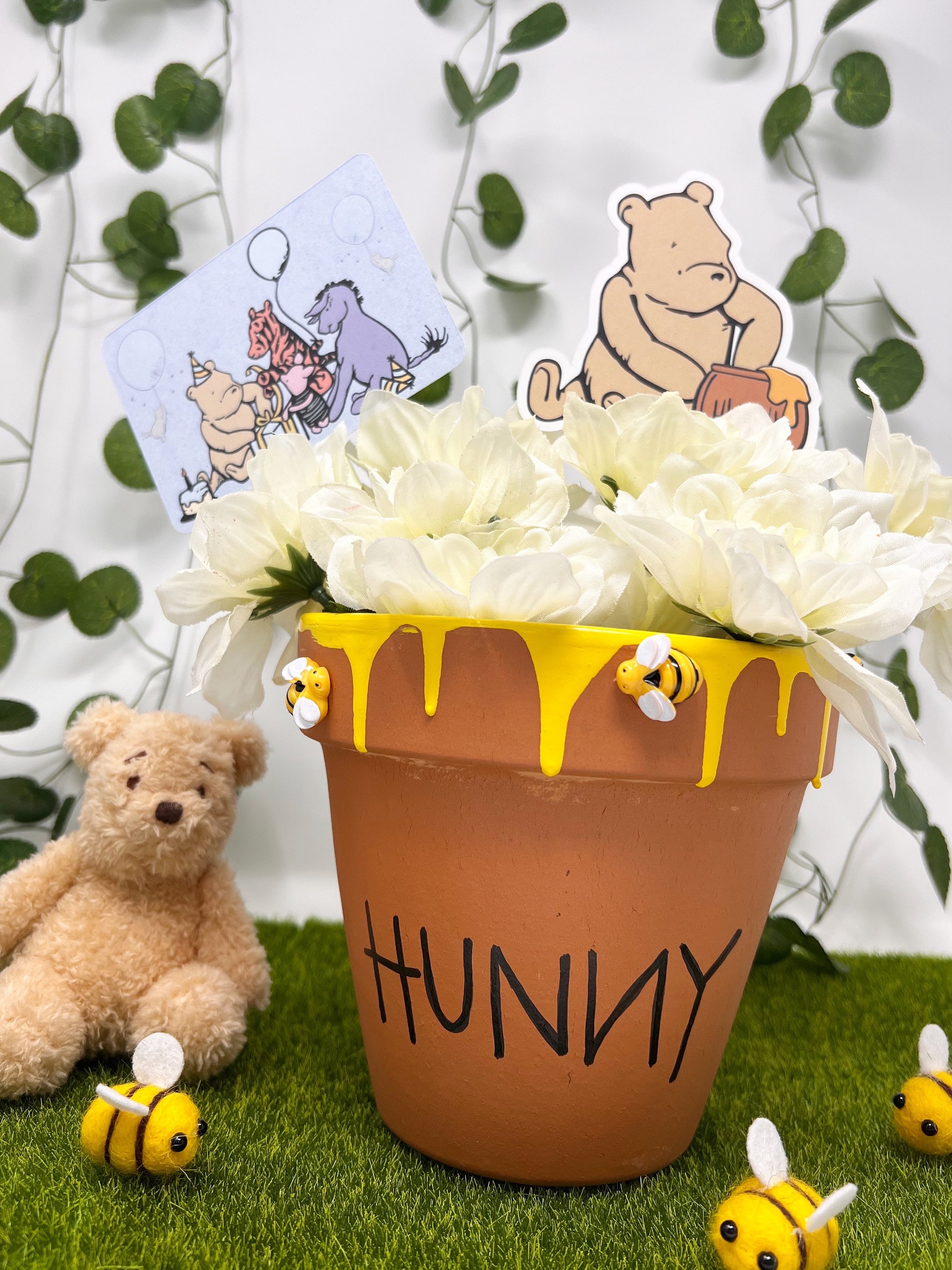 Hand Painted Winnie The Pooh Hunny Pot - 6.25 Width, 4.5 Tall
