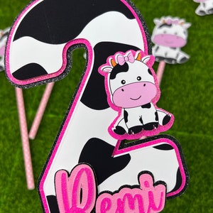 Custom Cow Cake Topper - First Birthday Cow Cake Topper - Holy Cow I’m One - One Cake Topper - Name and Age Cake Topper