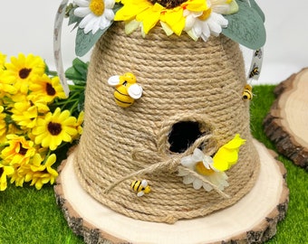 Bee Hive Centerpiece , Bee Skep , Honey Bee Hive Decor , Fake Honey Bee Hive Centerpiece , Honey Bee Decoration , Farmhouse Honeybee