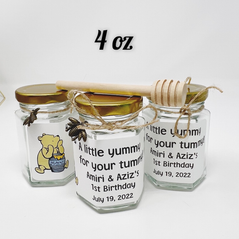 Winnie the Pooh Honey Jar Favors in 1.5oz Hexagon Jars Baby Etsy