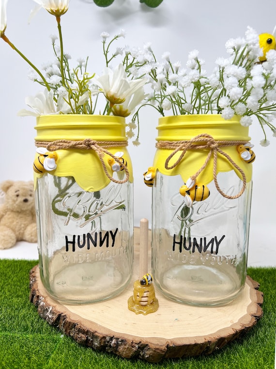 Winnie the Pooh Hunny Pots Centerpieces Party Favors for Birthdays, Baby  Showers, Mason Jar Centerpieces 