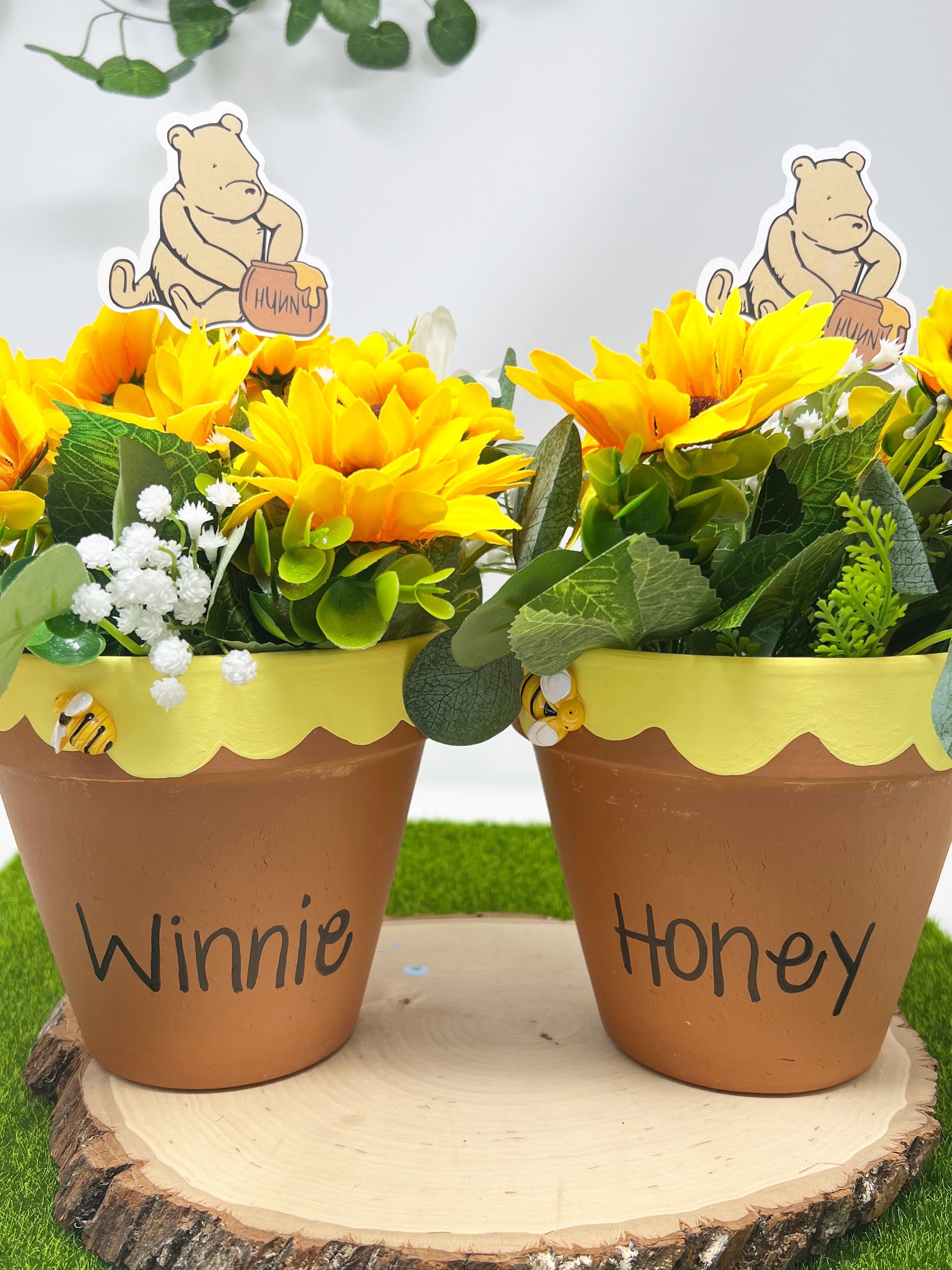 Winnie the Pooh Terra Cotta Hunny Pots Centerpieces Party Favors for  Birthdays, Baby Showers, Candy Table Centerpieces 