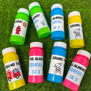 Fireman Birthday Party Bubbles: Personalized Firetruck Favors
