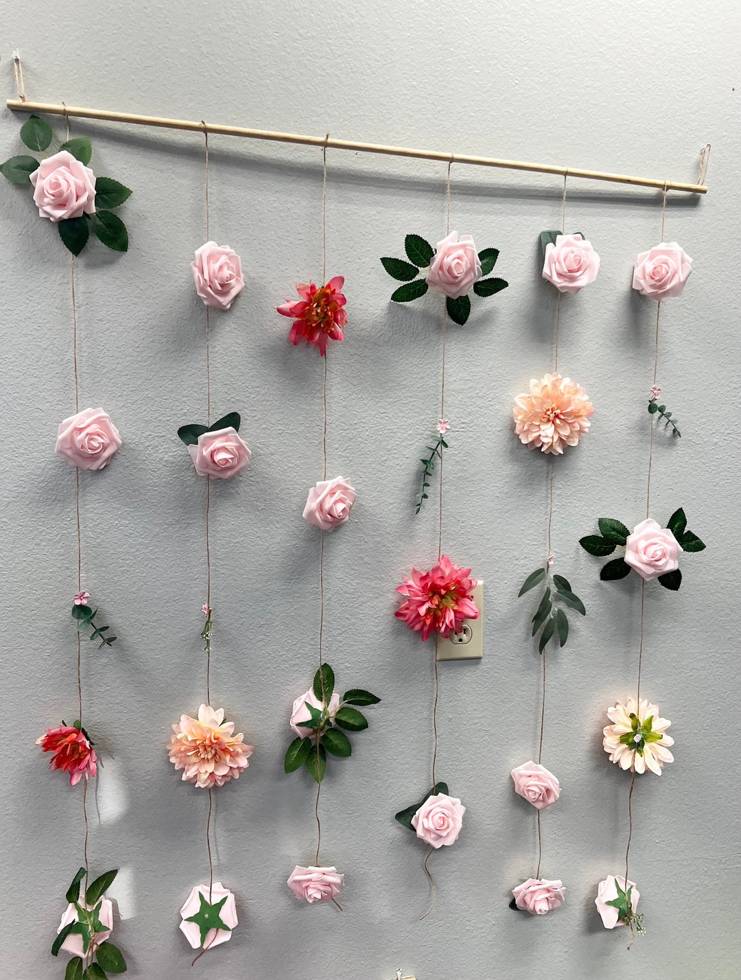 Flower Garland Wall Decor, Hanging Flower Backdrop, Wedding Flower