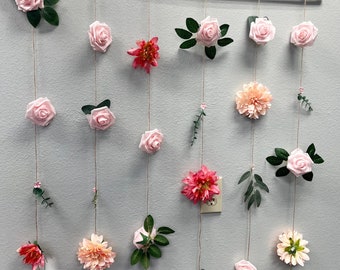 Flower Garland Wall Decor, Hanging Flower Backdrop, Wedding Flower Garland , Rose Backdrop, Flower Garland, Nursery Flower Wall