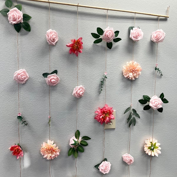 Flower Garland Wall Decor, Hanging Flower Backdrop, Wedding Flower Garland , Rose Backdrop, Flower Garland, Nursery Flower Wall