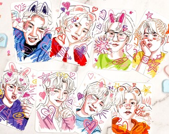 SKZ hand drawn cute Photocards