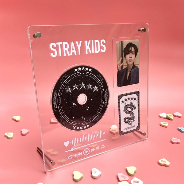 Présentoir personnalisé KPOP CD Acrylique avec 2 emplacements pour cartes photo