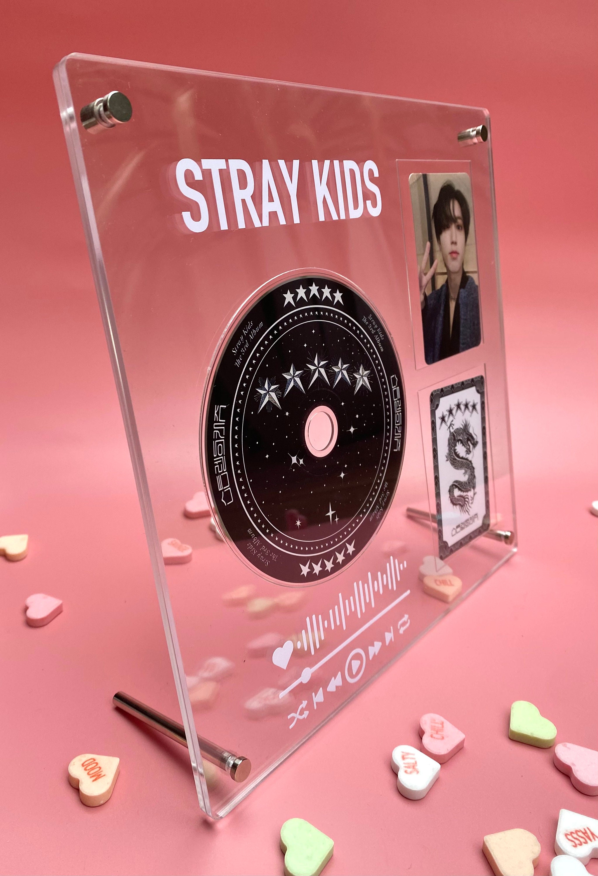 Custom KPOP CD Acrylic Display Stand With 2 Photocard Slots