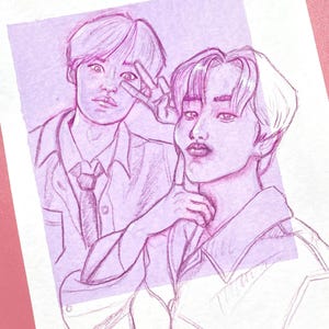 Lee Wis & Han (Stray Kids) Aquarell A5 Malerei - ORIGINAL