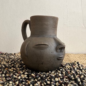 Ana Martinez Ceramic Zapoteco Chocolatero Jar / Drinkware / Kitchenware / Barware / Face / Oaxaca Mexico / Serving / Pottery / Indigenous