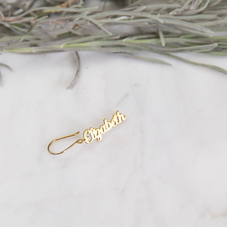 Custom Name Earrings, Personalized dangle drop earrings, Dainty name Earrings , Customized Gift for Her, Valentines gift, Mothers Day Gift Gold