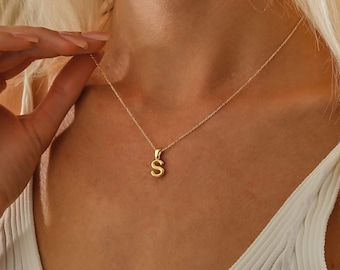 Personalized Gold 3D Balloon initial Necklace-Bubble Letter Charm Necklace-Custom Initial-Letter Necklace-Valentines Gift-Bridesmaids Gift