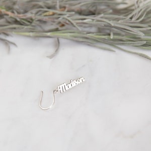 Custom Name Earrings, Personalized dangle drop earrings, Dainty name Earrings , Customized Gift for Her, Valentines gift, Mothers Day Gift Silver