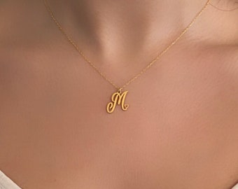 Handmade Gold Initial Heart Pendant Necklace- Custom Letter Necklace with Heart-Birthday Gift For Her -Mother's Day Gift