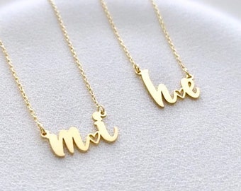 Personalised Two Initial Heart Necklace, 18k Gold Plated, Letter Necklace with Heart, Birthday Gift, Bridesmaids Gift, Gift for Sister